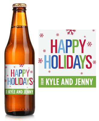 Colorful Happy Holidays Beer Label