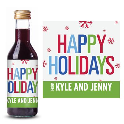 Colorful Happy Holidays Mini Wine Label