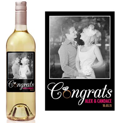 Congrats Ring Wedding Wine Label