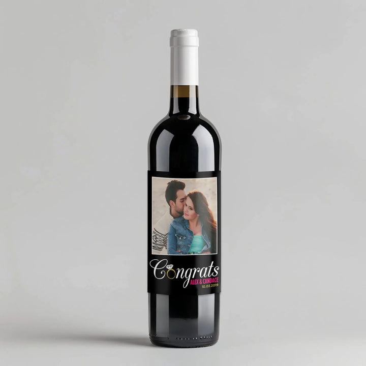 Congrats Ring Wedding Wine Label iCustomLabel