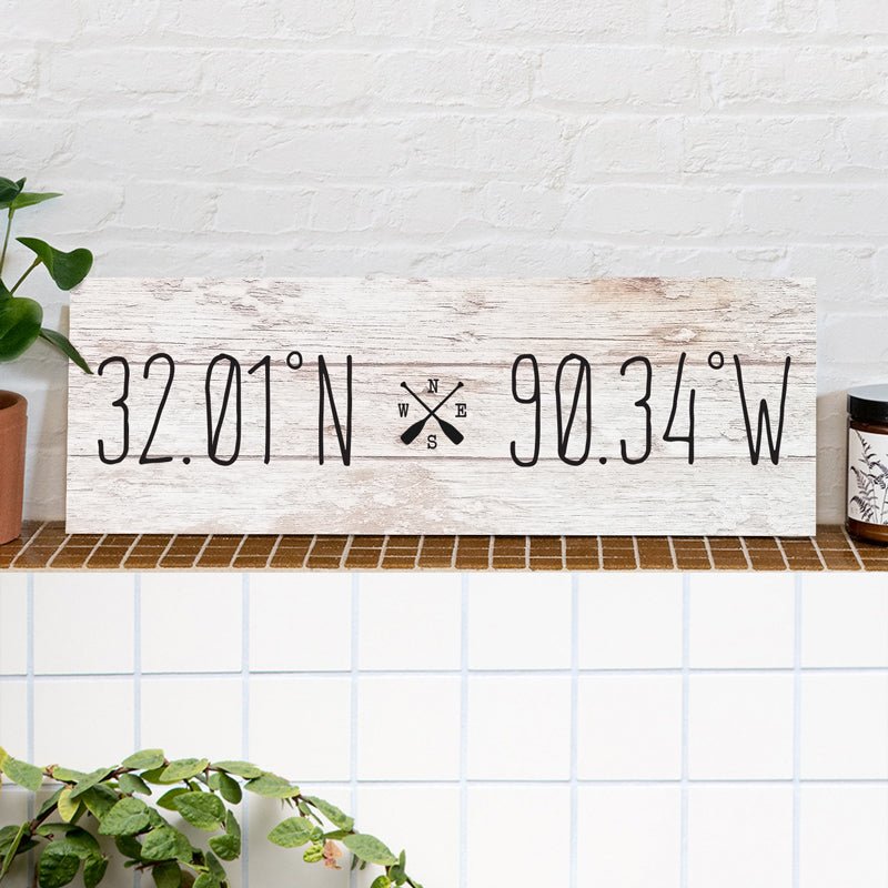 Coordinates Wood Sign