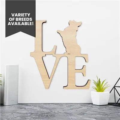 Corgi Dog Wood Love Sign