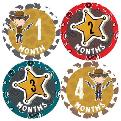 Cowboy Baby Month Stickers
