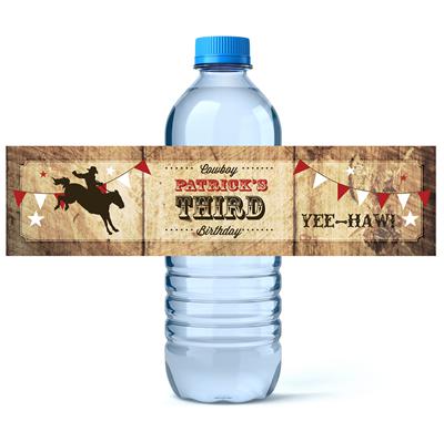 Cowboy Rodeo Water Bottle Labels