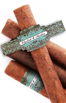 Damask Teal Wedding Cigar Bands