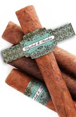 Damask Teal Wedding Cigar Bands