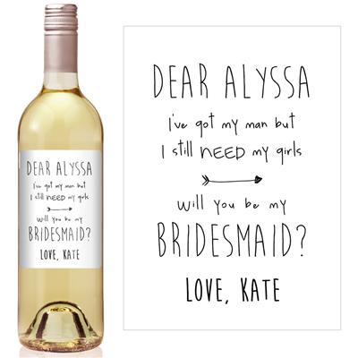 Dear Bridesmaid White Wine Label