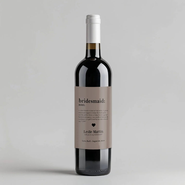 Define Bridesmaid Wine Label iCustomLabel