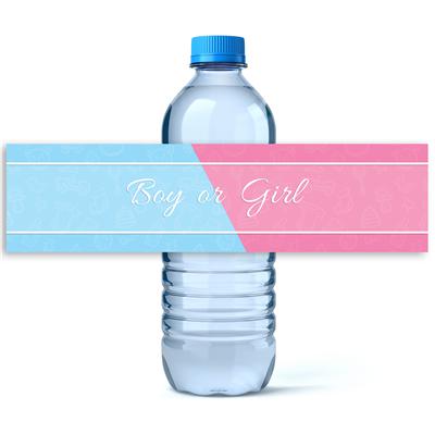 Diagonal Gender Reveal Water Bottle Labels