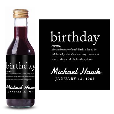 Dictionary Birthday Mini Wine Label
