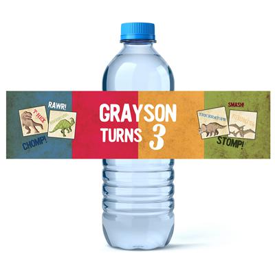 Dinosaur Birthday Water Bottle Labels