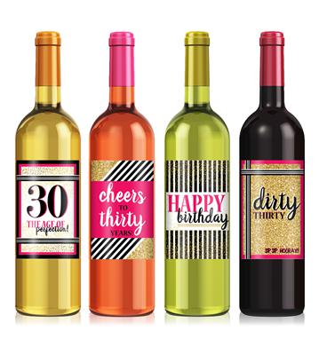 Dirty 30 Birthday Wine Label Set