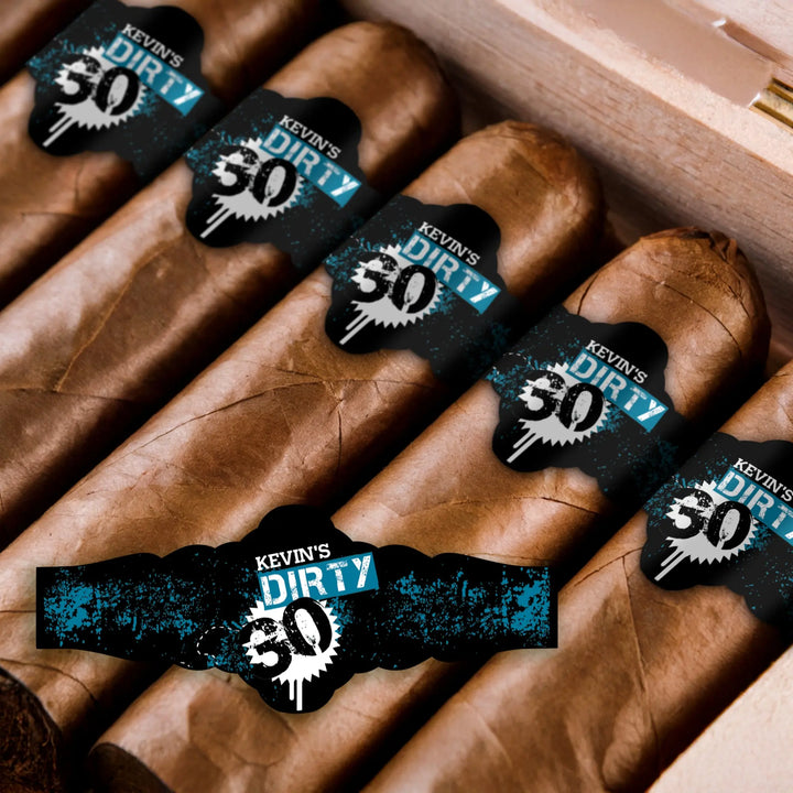 Dirty 30 Blue Birthday Cigar Bands iCustomLabel