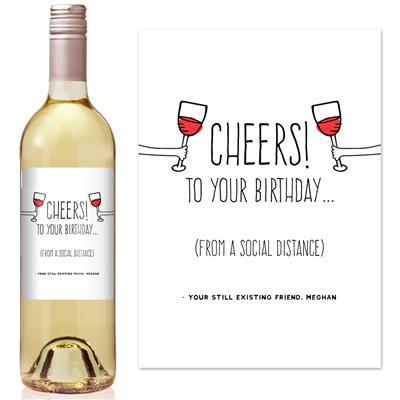 Distance Cheers Birthday Wine Label
