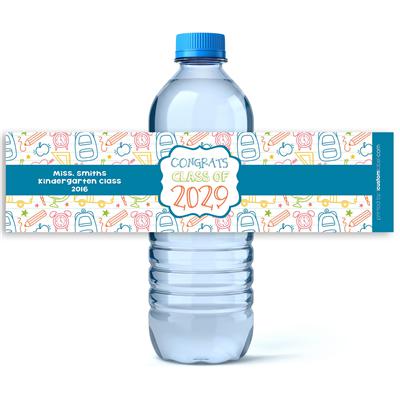 Doodle Graduation Water Bottle Labels