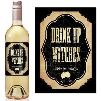 Drink Up Witches Wine Label