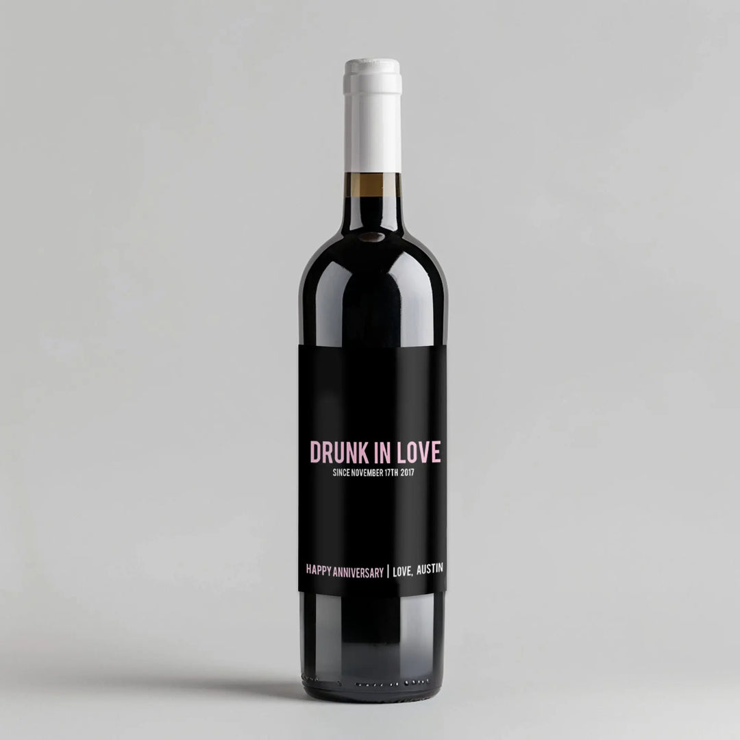 Drunk In Love Anniversary Wine Label iCustomLabel