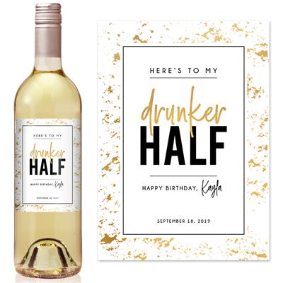 Drunker Half Birthday Wine Label