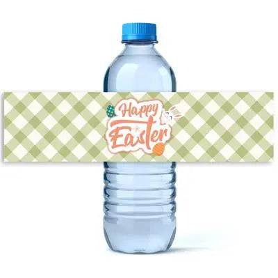 Easter Green Pattern Water Bottle Labels