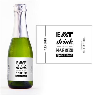 Eat Drink Be Married Mini Champagne Split Label
