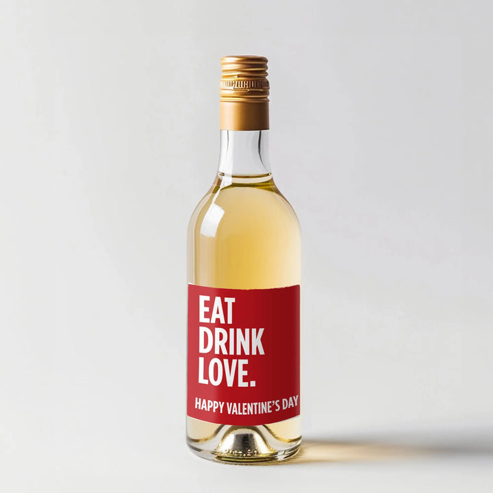 Eat Drink Love Valentines Mini Wine Label iCustomLabel