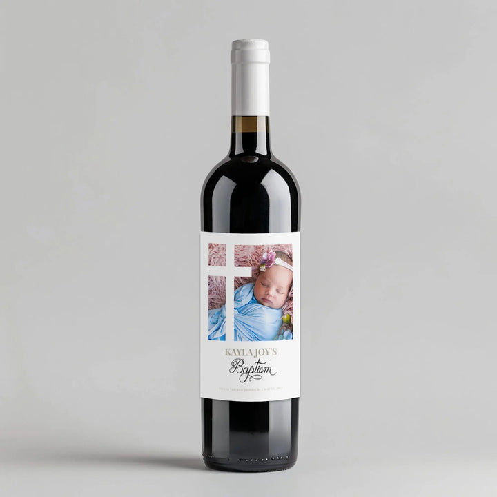 Elegant Baptism Wine Label iCustomLabel