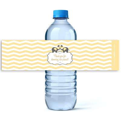 Elephant Yellow Chevron Baby Shower Water Labels