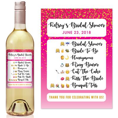 Emoji Bridal Shower Wine Label