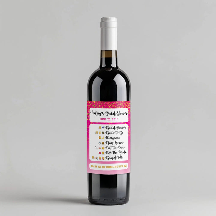 Emoji Bridal Shower Wine Label iCustomLabel