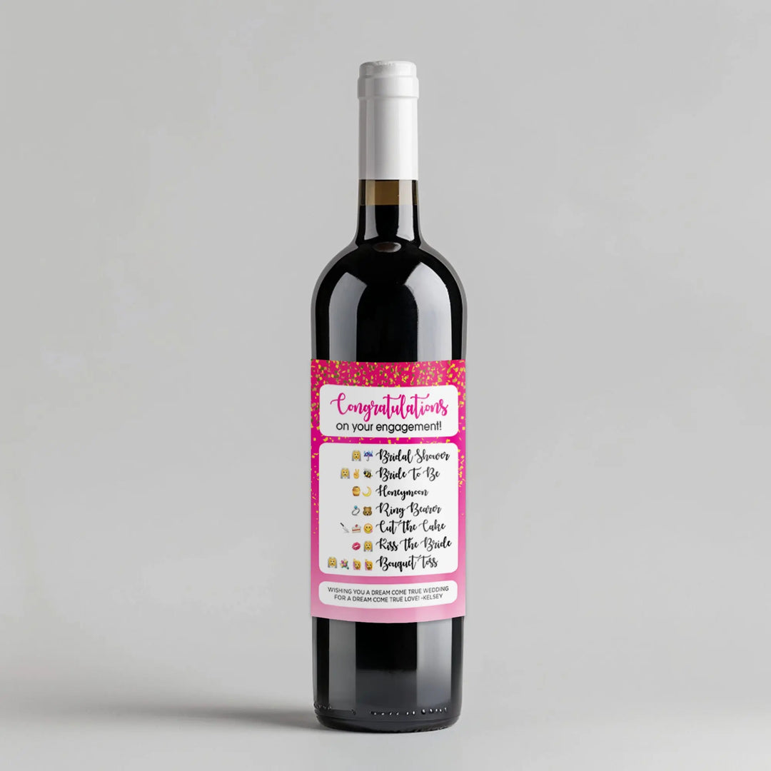 Emoji Engagement Wine Label iCustomLabel