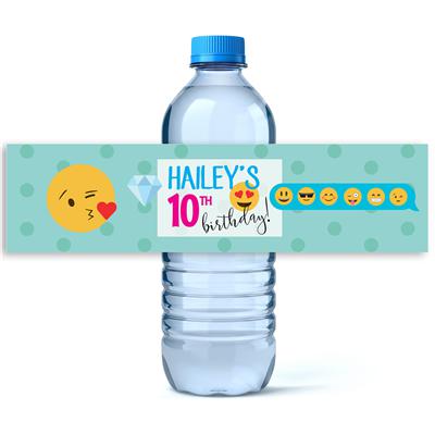 Emoji Typography Birthday Water Bottle Labels