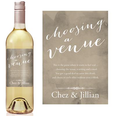 Engagement Choosing Venue Milestone Wine Label