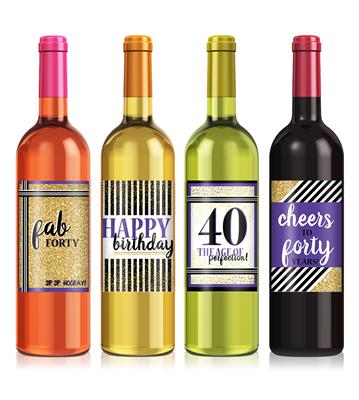 Fab 40 Birthday Wine Label Set