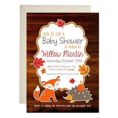 Fall Animals Baby Shower Invitations