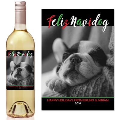 Feliz Navidog Photo Wine Label
