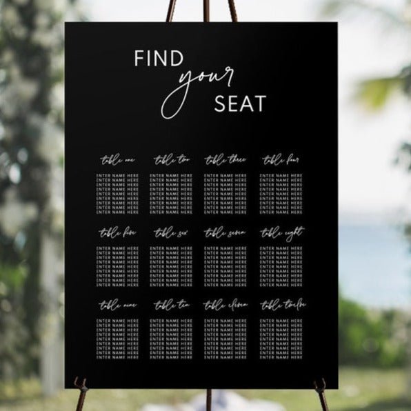 Find Your Seat Wedding Seating Chart