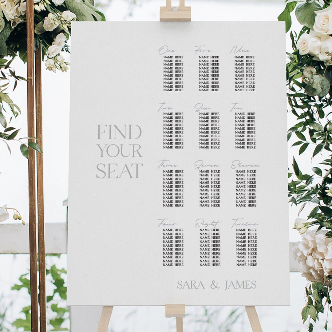 Find Your Seat Wedding Seating Chart