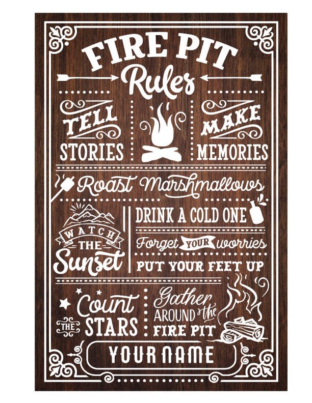 Firepit Rules Metal Sign