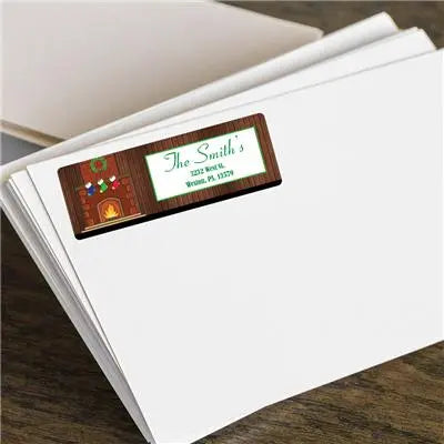 Fireplace Holiday Address Label