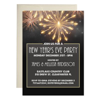 Fireworks New Years Party Invitations
