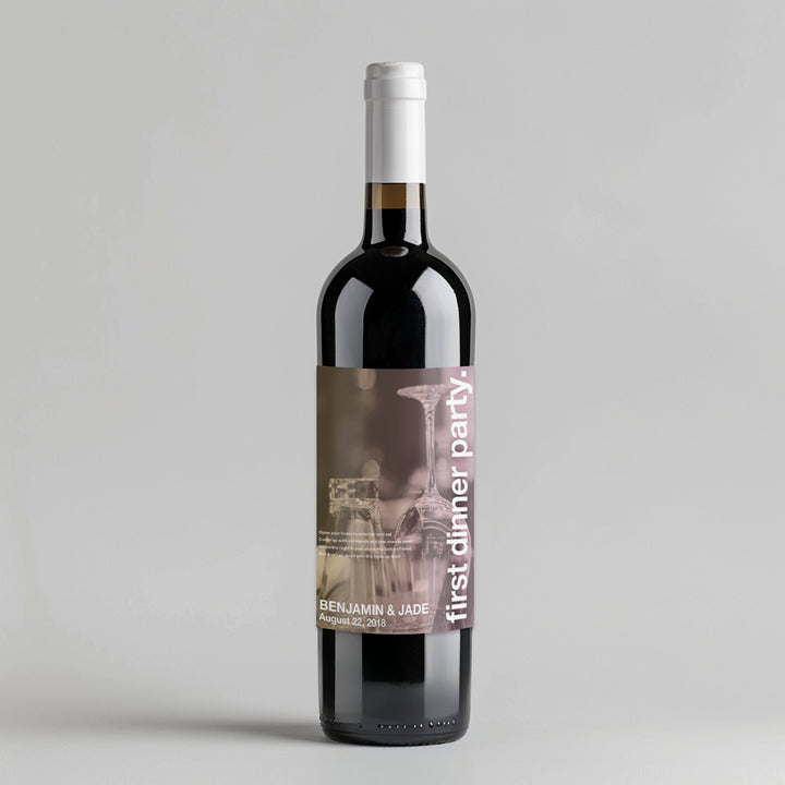 Swiss Pic First Dinner Party Milestone Wine Label