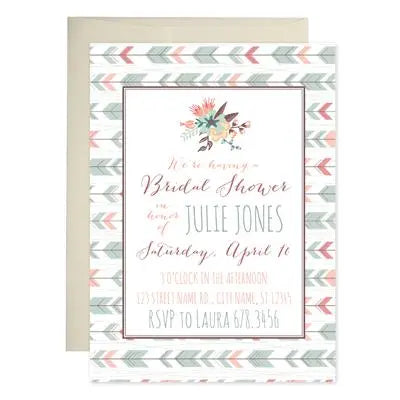 Floral Arrows Bridal Shower Invitations