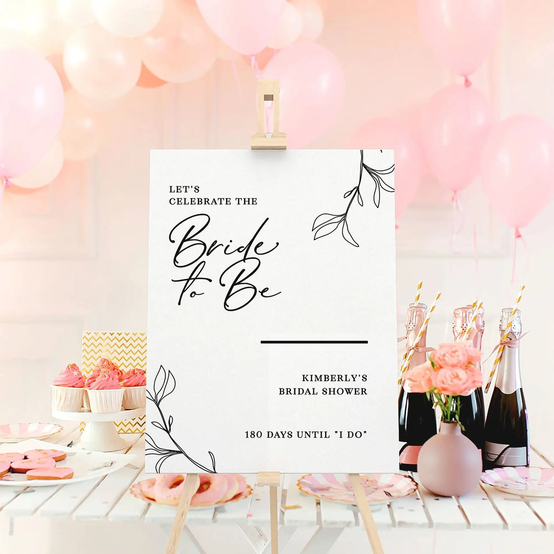 Floral Bride To Be Bridal Shower Welcome Sign iCustomLabel