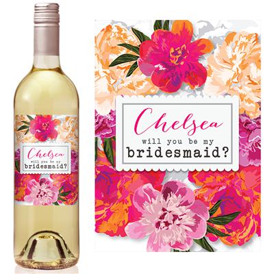 Floral Bridesmaid Wine Label