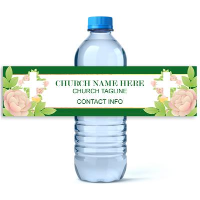 Floral Church Water Bottle Labels