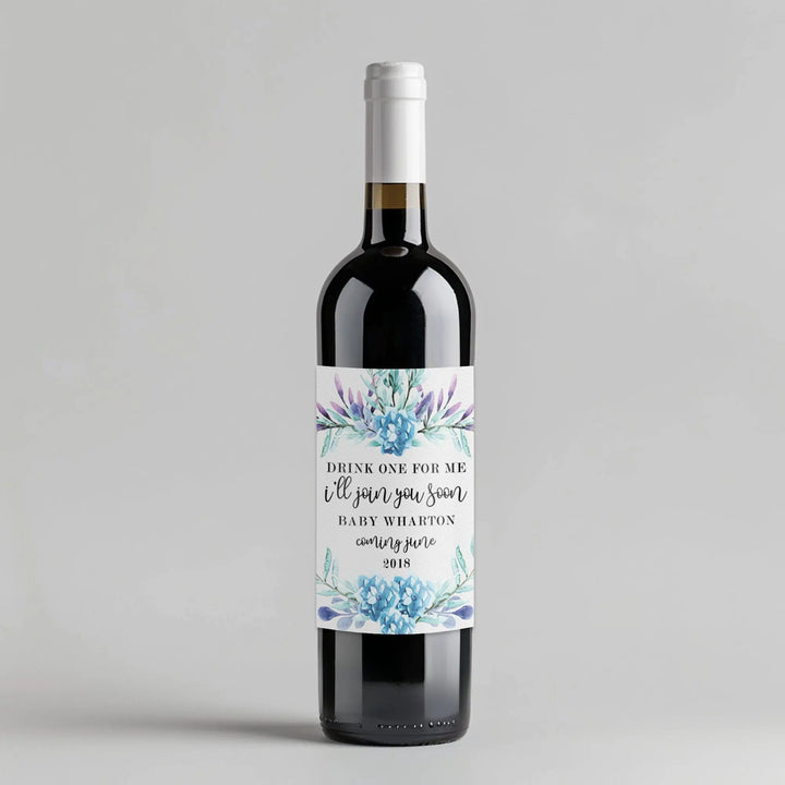 Floral Drink One For Me Wine Label iCustomLabel