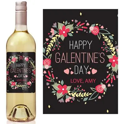 Floral Galentine Wine Label