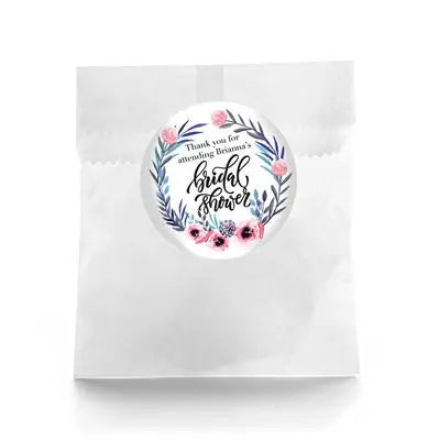 Floral Wreath Bridal Shower Favor Labels