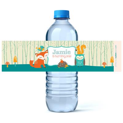 Forest Animals Birthday Water Bottle Labels