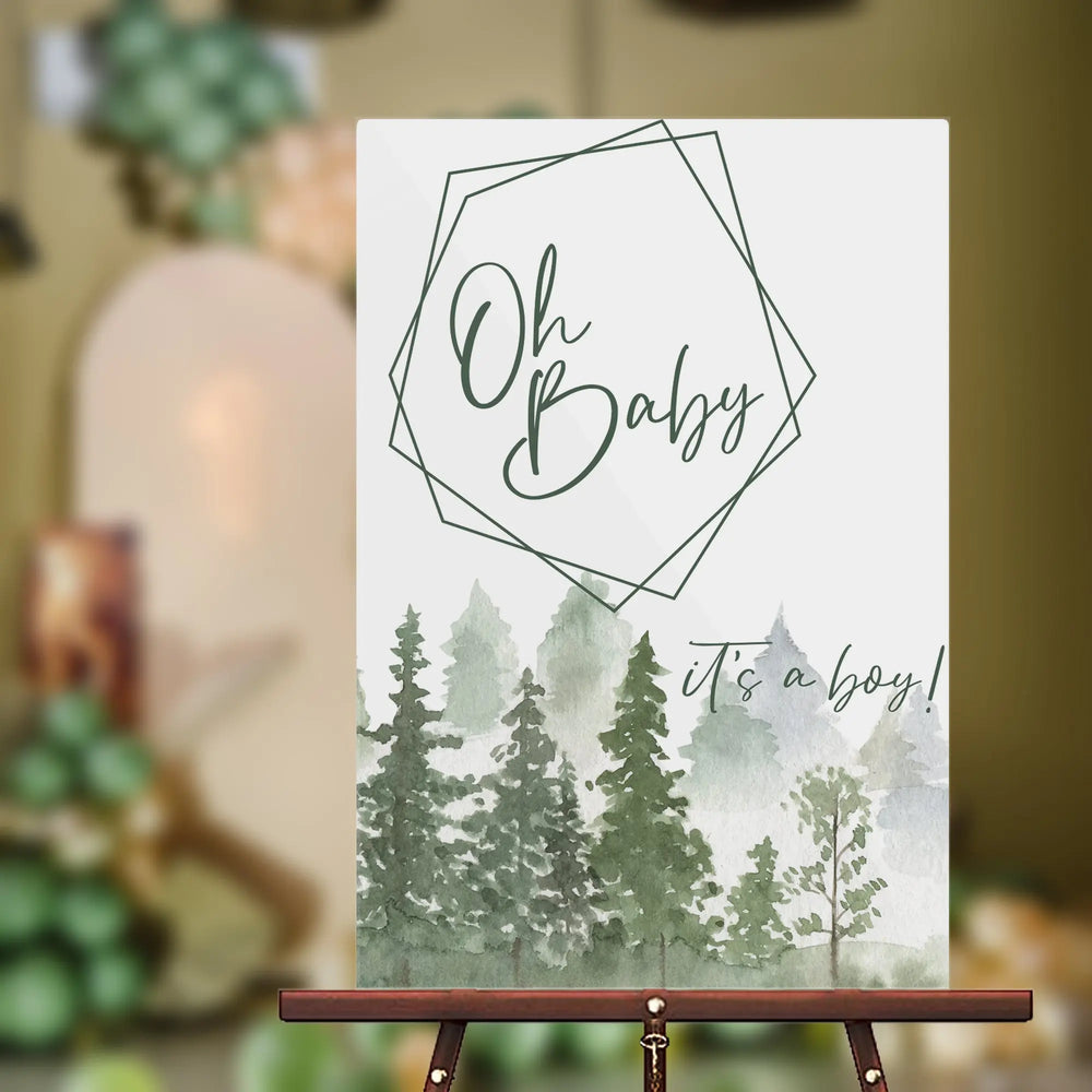 Forest Oh Baby Shower Sign iCustomLabel